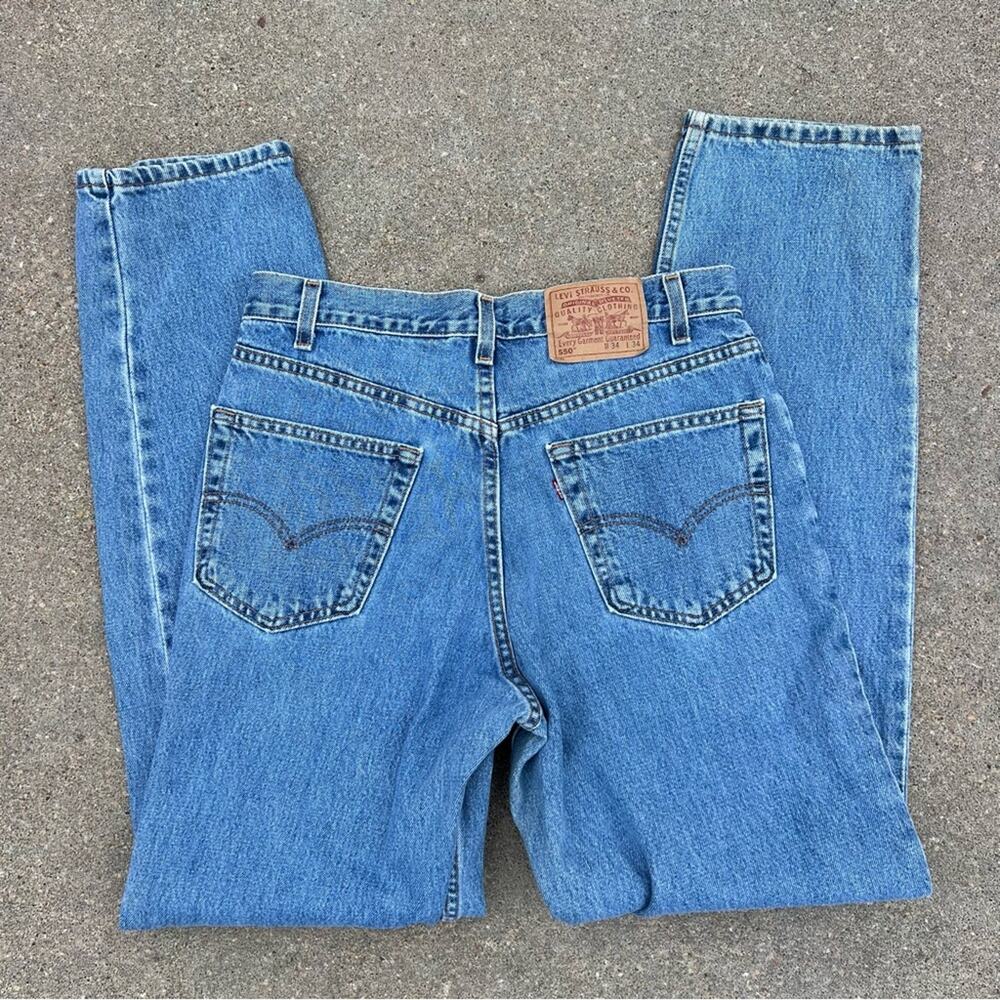Y2K Levi's 550 Relaxed Fit Stone Wash Blue Jeans 34x34 Red Tab